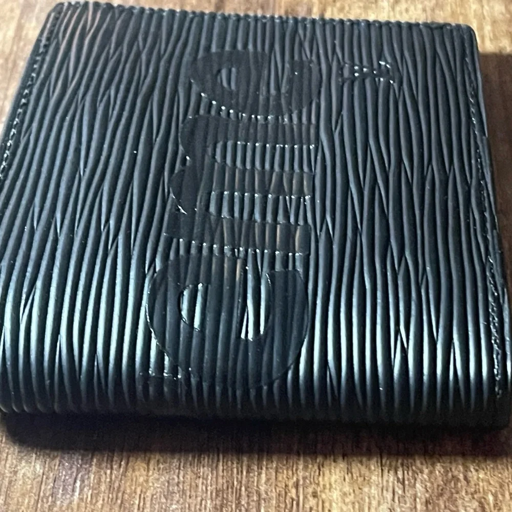 Bifold Wallet luxury Black textured, Black lettering, and stylish look!